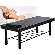 Massage Table Heavy Duty Stationary Massage Bed 75" Lx 29.5W Salon Bed Physical Therapy Bed Beauty Spa Bed Tatto Bed with PU Leather Memory Foam Head Hole & Headrest, Black