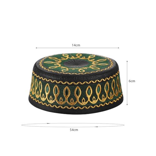 SIQITECHNO Boys Embroidered Muslim Prayer Kufi Hat Islamic Arabic Beanie Skull Cap Eid Ramadan Mosque Saudi Headwear 7-10Y2