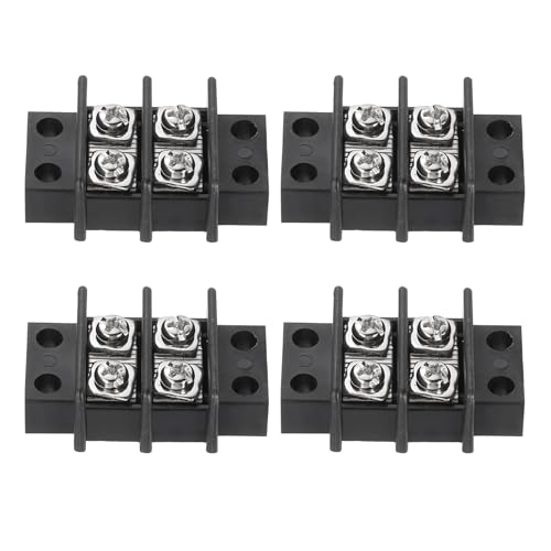 Image of sourcing map 2 Circuits Screw Terminal Blocks, 750V 32A 11mm Pitch Dual Rows Screw Terminals Strip Wire Connectors for Electrical Wire Connecting, Pack of 4