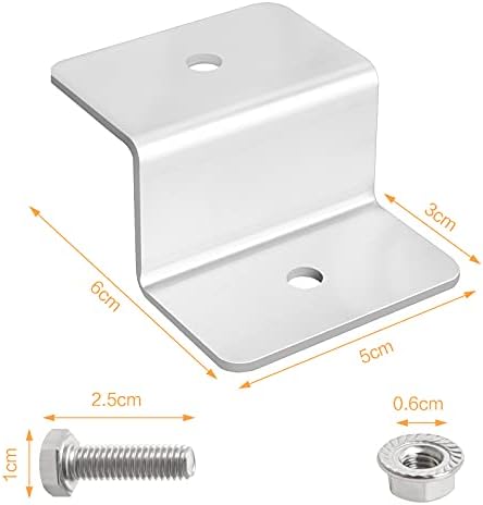 8Pcs Solar Panel Mounting Bracket, Solar Panel Z Bracket, Solar Panel Mounting Kits Z Bracket with 16Pcs Screw and Nuts for RV Boat Wall Caravans Yacht Solar Panel (Silver)