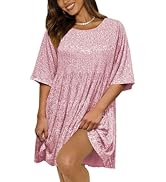 MIYIEONZ Women Sequin Dress Sparkly Short Flowy Tiered Ruffle Casual Loose Shiny Glitter Dress