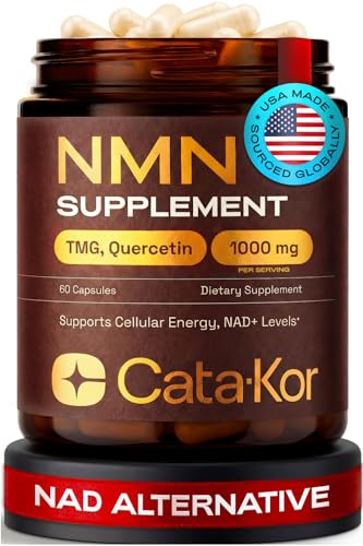 Cata-Kor NMN Supplement – 4-in-1 NAD Supplement with Quercetin | TMG | Resveratrol – NMNH Alternative – Supports Cellular Energy & NAD+ Level – 60 Capsules – Third-Party Tested (1 Pack)