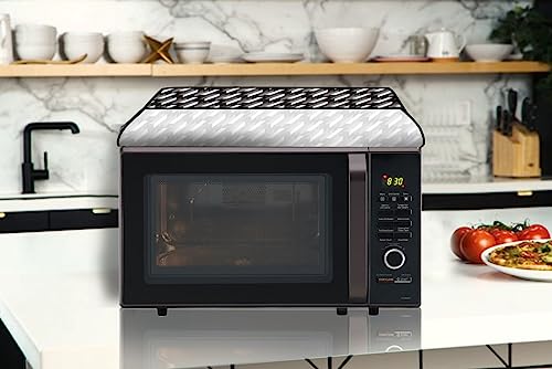 Image of The Furnishing Tree PVC Waterproof Microwave Oven Cover Compatible for Panasonic 20 L Convection NN-CT265MFDG Symmetric Pattern Black