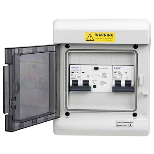 CHENGPI Caja de Distribución, Cuadro Electrico Premontado con 2P+N RCCB 40A 30mA RCCB y Disyuntor de AC, las Barras Colectoras Se Pueden Utilizar para Cablear Un Conjunto de Circuitos de 6 Módulos