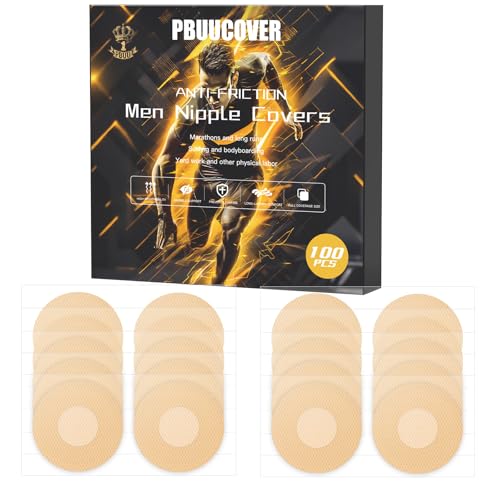 pbuucover Pezoneras Running Hombre, 100 Piezas(50 Pares) Pezoneras Hombre, Invisible Protector Pezones Atletismo Hombre para Corredores & Atletas,Beige