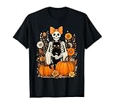 Photo Gallery scheletro di halloween con gatto nero fiocco zucche autunnali maglietta Photo Gallery scheletro di halloween con gatto nero fiocco zucche autunnali maglietta