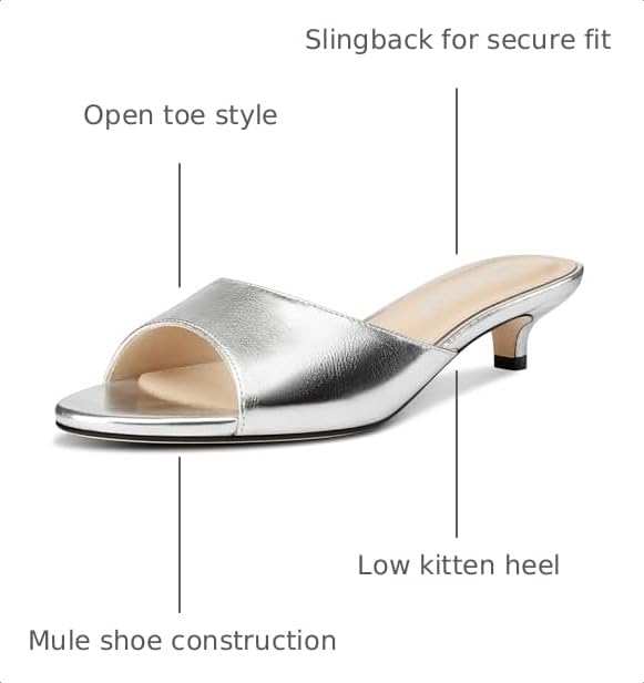 Image of TNYNFBEB Womens Low Kitten Heel Open Toe Sandals Mules Shoes Slingback Prom Party Dress Summer 1.4 Inches Heels