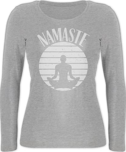 Langarmshirt Damen - Yoga und Wellness Geschenk - Namaste weiß -...