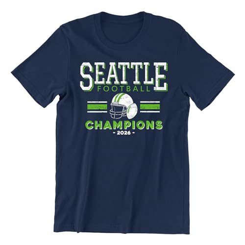 Seattle Football Champions Winners Team Spirit with Short Sleeve Fan Shirt for Mens T-Shirt XL Navy