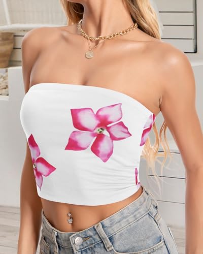 Image of Summer Tube Tops Basic Crop Tops for Women Strapless Tank Bandeau Shirts