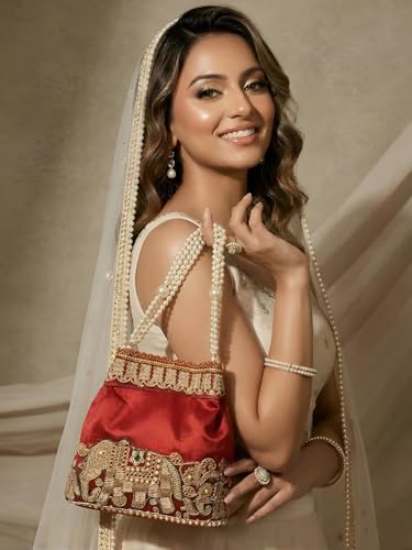 Image of Adiva Potli Handbags For Women | Potli Bags For Ladies For Wedding | Potli Bags For Women | Wedding Bags For Woman | Batwa Potlis Hand Bag | Designer Potli Bag For Ladies For Marriage