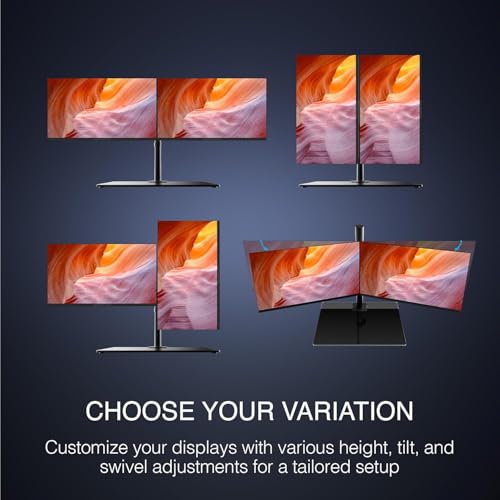 Image of Packard Bell airFrame Dual Monitor Workstation - Two 21.5 inch Full HD Screens, VESA Mount, 1920x1080, 75Hz, Tilt Adjustable, HDMI /VGA, Slim Bezel - Ideal for Home, Office, Productivity & Light Gaming