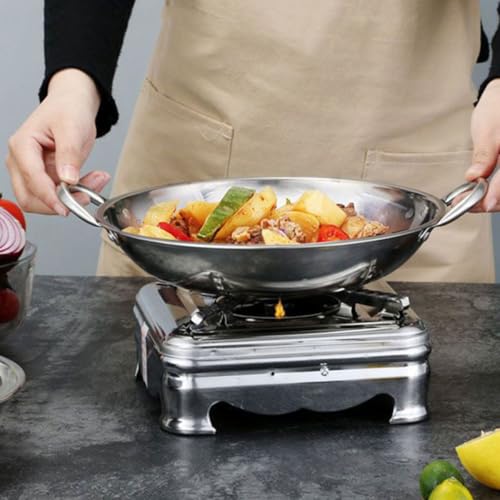 Wok de acero inoxidable 32 cm fondo redondo con doble asa miniatura 6