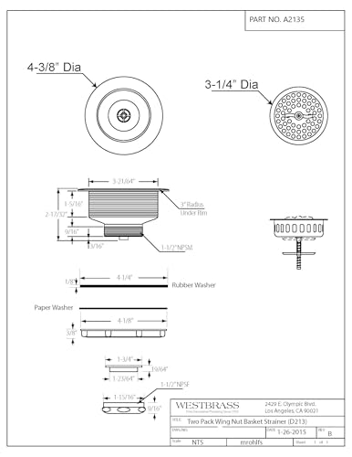 Colador para cocina estilo giratorio de 3-1/2 pulgadas Westbrass miniatura 2