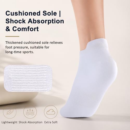 Image of Ankle Socks for Women Thin Breathable Mesh Athletic Socks, Moisture Wicking Low Cut Heel Tab, 6 Pairs