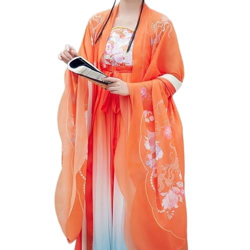 Costume chinois orange grande taille robe de cérémonie 6XL