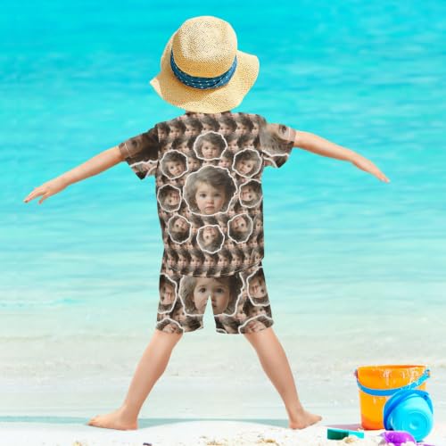 Image of 3T Toddler Boy Shorts Set Teal Hawaiian Button Down Shirts Summer Outfits for Little Boy