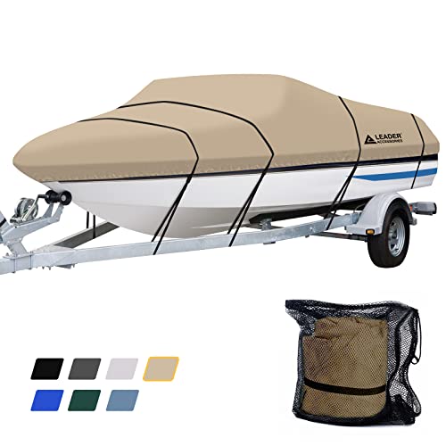 Leader Accessories Runabout Housse imperméable teintée en solution pour bateau remorquable Beige Modèle F : 66 à 71 m de long jusqu'à 290 cm de large Cover