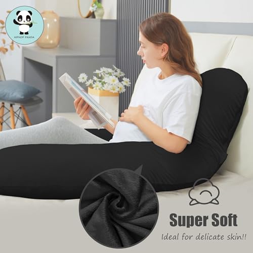 HIPHOP PANDA U-Shaped Pregnancy Pillow for Sleeping - Full Body Maternity Support Pillow with Removable Cover - Comfort for Back, HIPS, Legs, Belly - 57 Inch for Pregnant Women, Black - Image 4