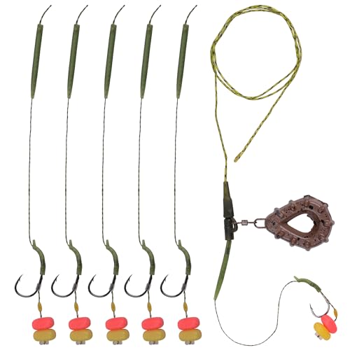 Carp Fishing Rig Set Hair Rigs Fishing Accessories with Weight Sinker Quick Change Rolling Swivel Sleeves Barb Hook Corn Bait Carp Tackle Rigs