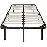 HOMCOM Struttura Letto Singolo 90x190 cm a 28 Doghe, Rete Letto Singolo in Legno con Struttura in Acciaio e Spazio Contenitore Inferiore, per Camera da Letto, Montaggio Facile, Altezza 31cm, Nero