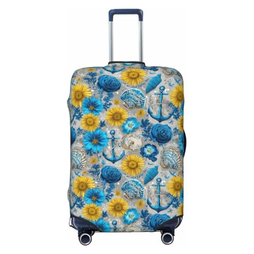 Luggage Cover Protector - Sunflower Blue Anchor Print Suitcase Covers for Luggage Fit 18-21 Inch Suitcase