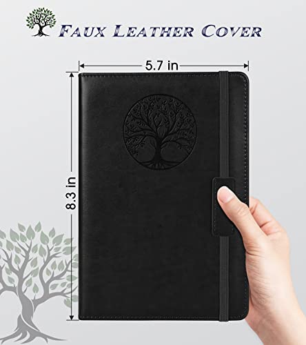 Biuwory Lined Journal Notebook for Women Men,256 Pages A5 Hardcover Leather Journals for Writing,Travel,Business,Work & School,College Ruled Notebooks for Note Taking,Diary Notepad 5.7"×8.3"(Black) - Thumbnail 2