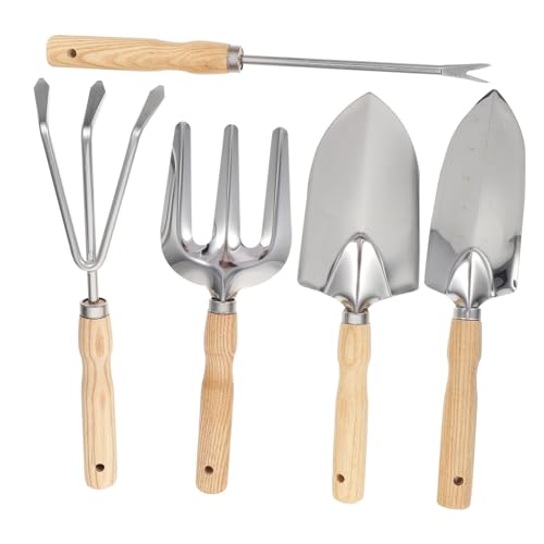 Happyyami 5piezas De Jardinería Mango De Pala y Tenedor para Plantar y Flores Casa y Jardín