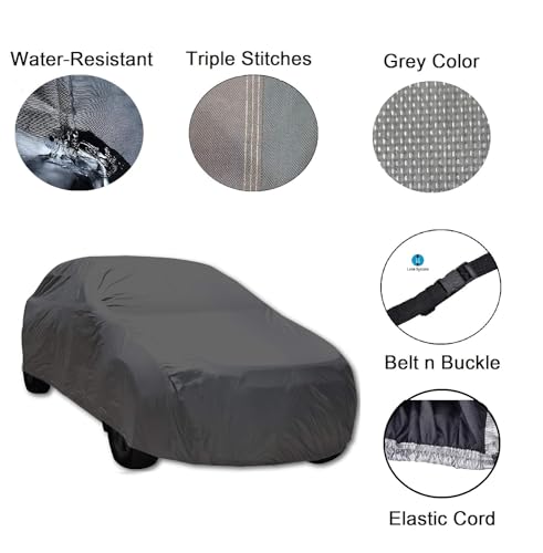 Image of Oshotto /Recaro 100% Dust Proof, Water Resistant Grey Car Body Cover with Mirror Pocket Compatible with Honda Jazz