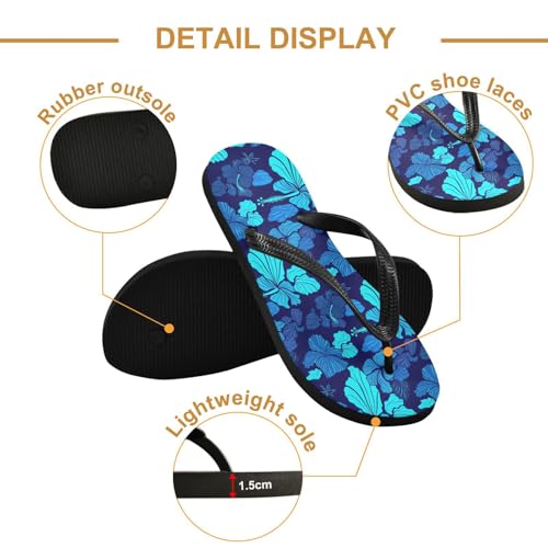 Sinestour Flower Light Blue Flip Flops for Beach Thong Sandals Anti-slip Lightweight Flat Slippers for Summer Swim Travel3