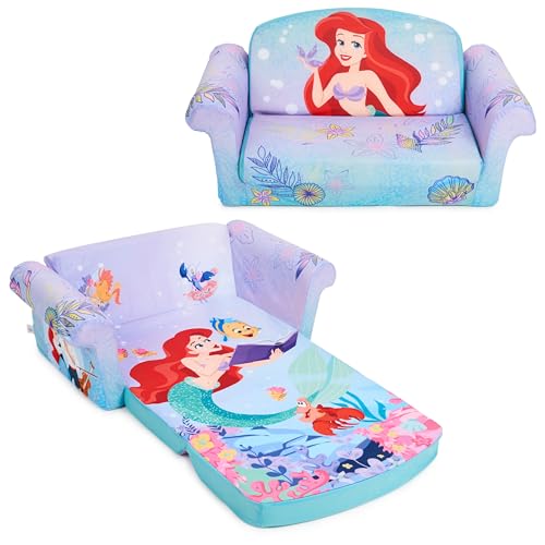 Image of Marshmallow Furniture, Children's 2-in-1 Flip Open Foam Compressed Sofa, Disney's The Little Mermaid