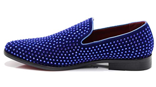 Image of SPK26 Men's Vintage Velvet Rhinestone Designer Dress Loafers Slip On Shoes Classic Tuxedo Dress Shoes