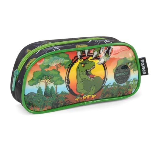 Estojo de Tecido, Up4you Dinossauro, 1 Zíper, Preto, Luxcel