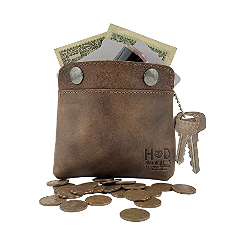 Hide & Drink, Leather Double Snap Pouch, Coin Purse, Cash & Card Holder, Cable Organizer, Makeup, Handmade Includes 101 Year Warranty (Bourbon Brown) #TOP4