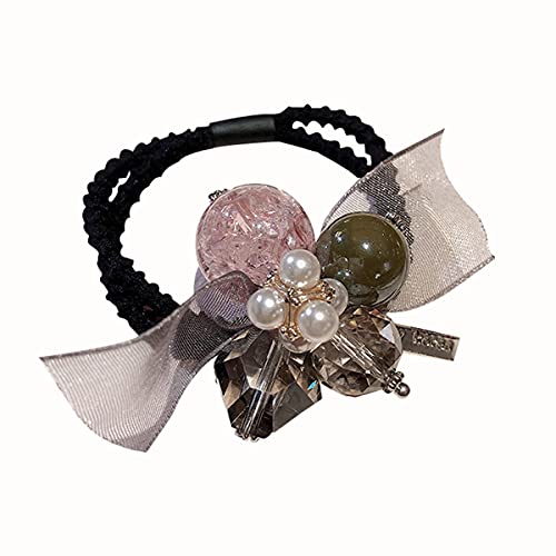 Lovef 3Pcs Korean Hair Accessories Double Layer Hair Ring With Pearls Flower Bowknot Hair Rope Hairbands #TOP4