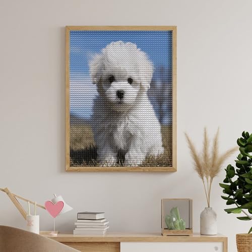 Kits de pintura de diamantes 5D para adultos y principiantes de Bichón Frisé 5