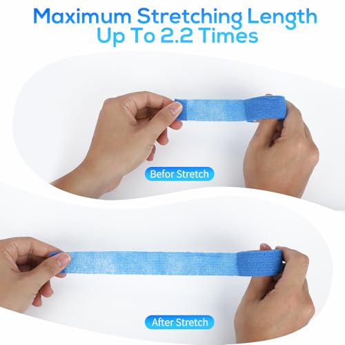 AiQInu 12 Rollen Selbstklebender Verband, 2.5cm x 4.5m, Hypoallergen, Atmungsaktiv, Fixierbinde, Elastische Bandage, Selbstklebende Elastische Binden, für Katze, Hund, Pferd Bein Klebeverband