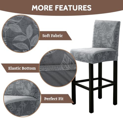 Image of FUANGUI Bar Stool Covers Set of 2, Stretch Bar Stool Seat Covers | Washable Removable Bar Chair Covers with Backs Slipcovers, Bar Chair Covers Square for Kitchen Dining Room Cafe