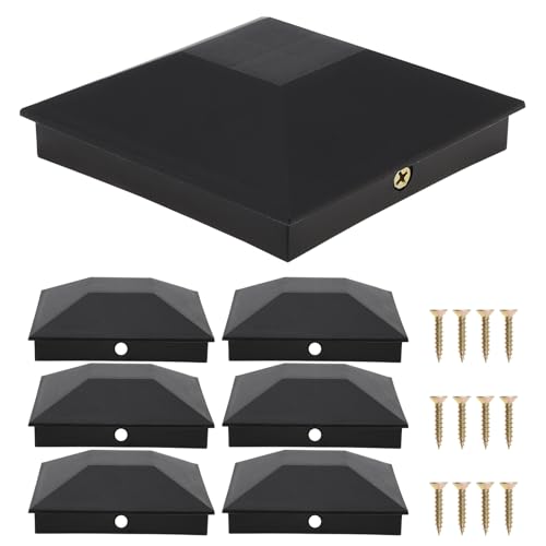 PNXKTXO - Tappi per pali in legno (8,9 x 8,9 cm), 4 x 4 pezzi, in plastica nera, impermeabili, per recinzioni o terrazze, 6 pezzi