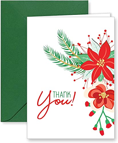 Paper Frenzy Traditional Christmas Thank You Note Cards And Envelopes - 25 Pack #TOP5