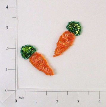 Expo International Carrots Sequin Pack of 2 Patches/Appliques, Orange Multi