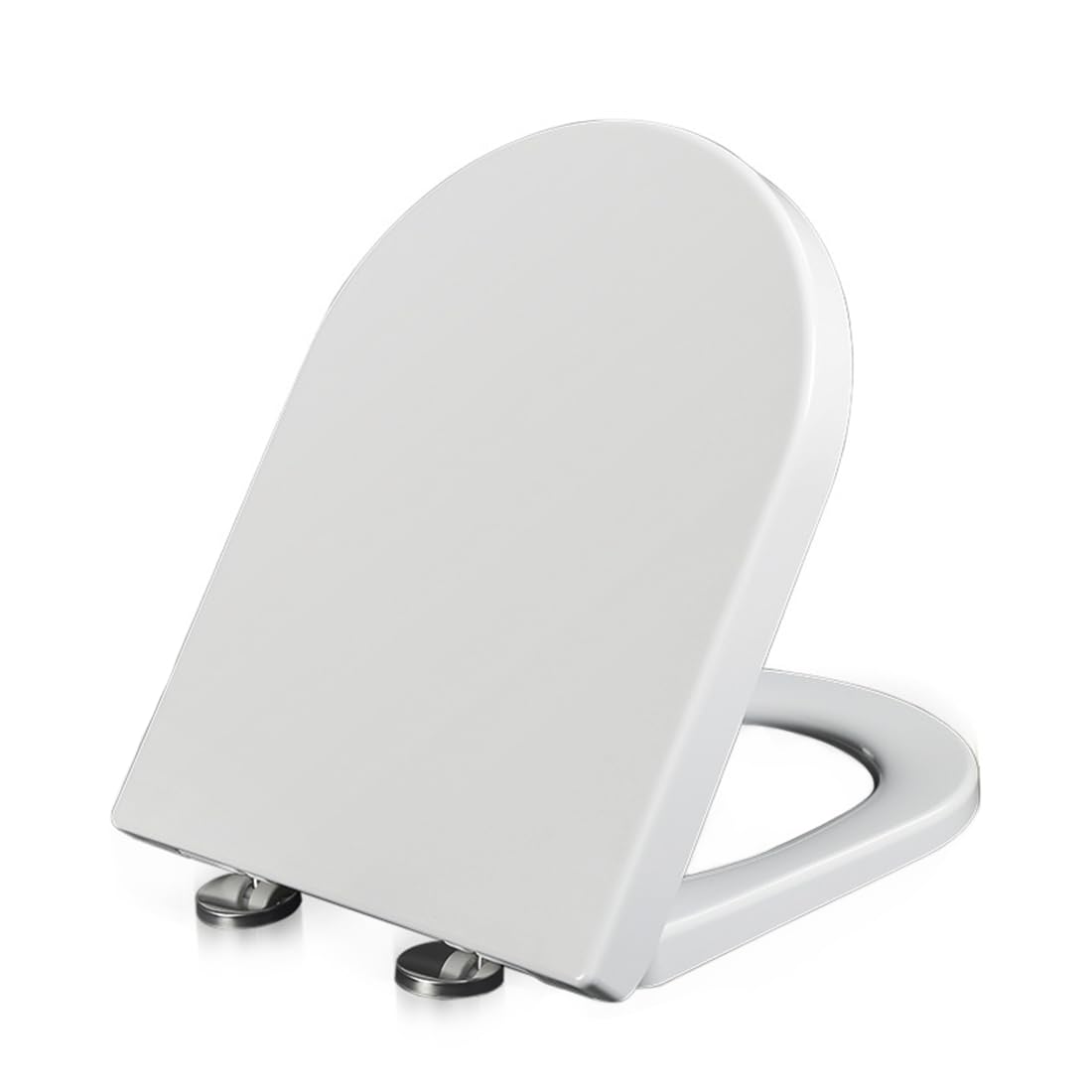 Premium Thermoplastic Toilet Seat, Antibacterial Adjustable Hinges Toilet Seat Fits Never Slips, Installation Top and Bottom Fittings (White - Oval Shaped)