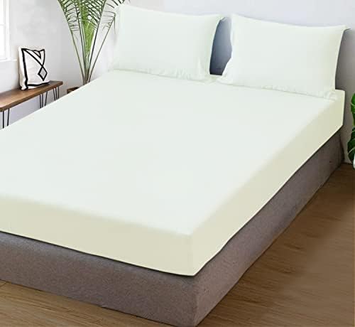 Cotton Comfort Bedding 40cm Extra Deep Double Fitted Sheet 100% Egyptian Cotton 400 Thread Count Fitted Bed Sheets Double Soft & Luxury Hotel Quality Extra Deep Double Bed Sheets (White, Double)