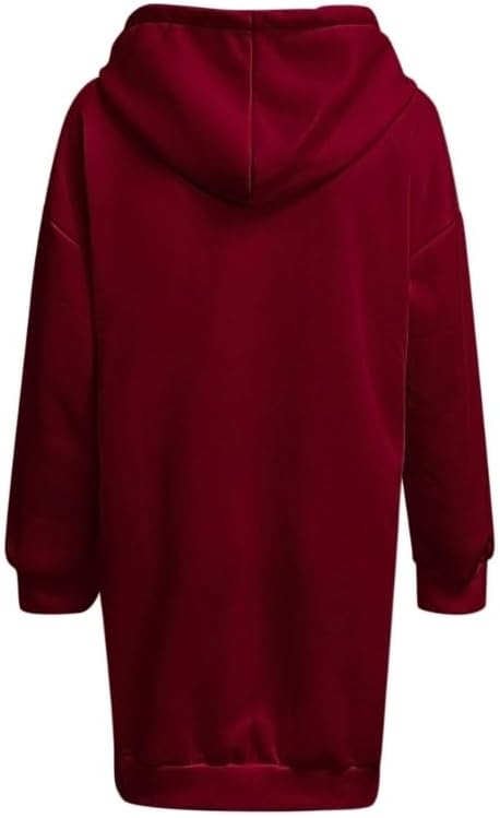 Long Sleeve Hoodies Dress for Women Button Oversized Sweatshirts Fall Winter Trendy Casual Long Sweater Dresses - Image 3
