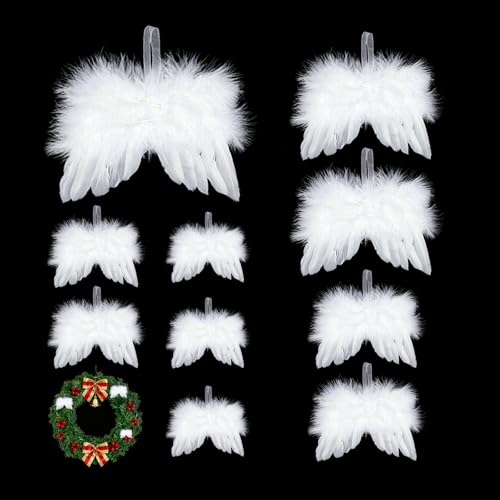 10 Stück Engelsflügel Deko Federn, Weihnachtsbaumschmuck Weiß,...