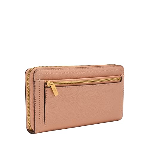 Image of Fossil Women's Logan Leather RFID-Blocking Zip Around Clutch Wallet with Wristlet Strap for Women