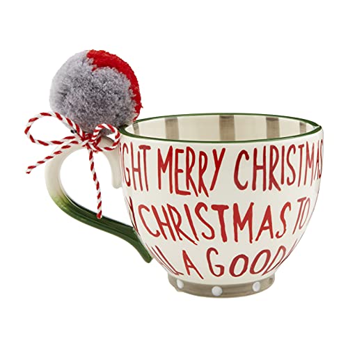 Taza navideña pintada Mud Pie verde 16 oz miniatura 1