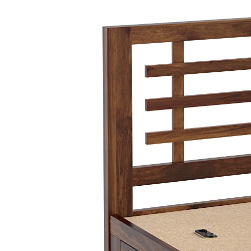 Image of Solid Sheesham Wood Meliora Queen Size Bed with Box Storage Wooden Double Bed Palang Cot for Bedroom, Living Room, Hotel and Home (Natural Finish)