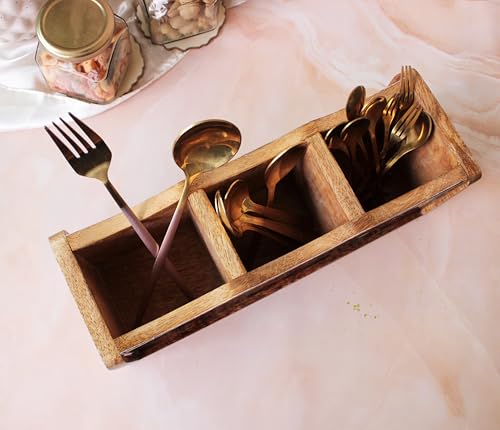 Image of Monstera Hut - Wooden Cutlery Holder| Spoon Stand For Kitchen | Utensil Holder for Kitchen Counter | Wooden Storage Organiser (30 *10*10 cm)