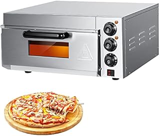 Electric Pizza Oven Countertop 14'' Stainless Steel Commercial Pizza Oven Single Layer Deck Deluxe Pizza Maker Multipurpose Snack Oven for Restaurant Kitchen Home Pizza Pretzels Baked Roast Yakitori